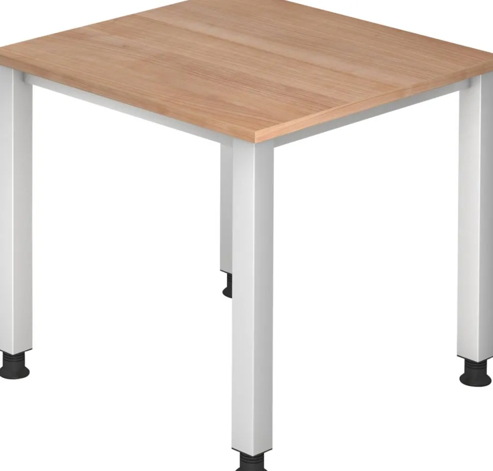 Hammerbacher Q Series VQS Hoogteverstelbaar Bureau Rechthoekig Walnoot 4 metalen poten 800 (B) x 800 (D) x 810 (H) mm Spaanplaat, Staal