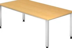 Hammerbacher Q Series VQS Hoogteverstelbaar Bureau Rechthoekig Beuken 4 metalen poten 2.000 (B) x 1.000 (D) x 810 (H) mm Spaanplaat, Staal