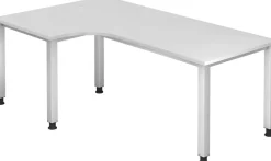 Hammerbacher Q Series VQS Hoekbureau Rechthoekig Wit 4 metalen poten 2.000 (B) x 1.200 (D) x 810 (H) mm Spaanplaat, Staal