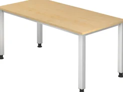Hammerbacher Q Series VQS Hoogteverstelbaar Bureau Rechthoekig Ahorn 4 metalen poten 1.600 (B) x 800 (D) x 810 (H) mm Spaanplaat, Staal