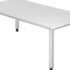 Hammerbacher Q Series VQS Hoogteverstelbaar Bureau Rechthoekig Wit 4 metalen poten 2.000 (B) x 1.000 (D) x 810 (H) mm Spaanplaat, Staal