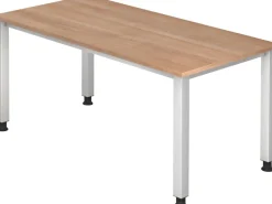 Hammerbacher Q Series VQS Hoogteverstelbaar Bureau Rechthoekig Walnoot 4 metalen poten 1.600 (B) x 800 (D) x 810 (H) mm Spaanplaat, Staal