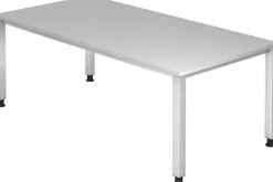 Hammerbacher Q Series VQS Hoogteverstelbaar Bureau Rechthoekig Grijs 4 metalen poten 2.000 (B) x 1.000 (D) x 810 (H) mm Spaanplaat, Staal