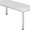 Hammerbacher Q Series VQS Hoogteverstelbaar Bureau Rechthoekig Wit 4 metalen poten 1.800 (B) x 800 (D) x 810 (H) mm Spaanplaat, Staal
