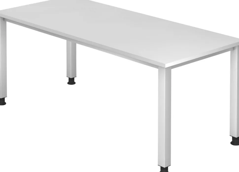 Hammerbacher Q Series VQS Hoogteverstelbaar Bureau Rechthoekig Wit 4 metalen poten 1.800 (B) x 800 (D) x 810 (H) mm Spaanplaat, Staal