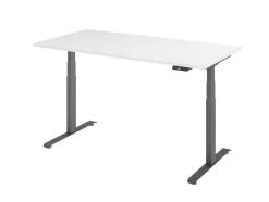 Hammerbacher Rechthoekig Zit-sta-bureau 1.600 x 800 x 1.295 x 645 - 1.295 Hout, Metaal Wit
