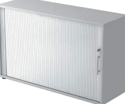 Hammerbacher Roldeurkast Gemelamineerde spaanplaat 1 Plank Afsluitbaar 1.200 x 400 x 748 mm Grijs, zilver