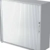 Hammerbacher Roldeurkast Melamine spaanplaat 2 Planken Afsluitbaar 1.200 x 400 x 1.100 mm Grijs, zilver