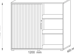 Hammerbacher Roldeurkast 1733S Wit, zilver 1.200 x 400 x 1.100 mm