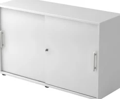Hammerbacher Schuifdeurenkast Spaanplaat 1 Plank Afsluitbaar 1.200 x 400 x 748 mm Wit