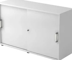 Hammerbacher Schuifdeurenkast Spaanplaat 1 Plank Afsluitbaar 1.200 x 400 x 748 mm Wit