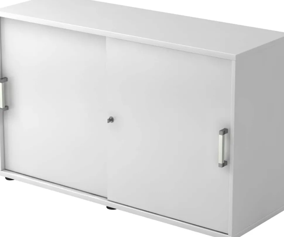 Hammerbacher Schuifdeurenkast Spaanplaat 1 Plank Afsluitbaar 1.200 x 400 x 748 mm Wit