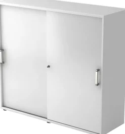 Hammerbacher Schuifdeurenkast Spaanplaat 2 Planken Afsluitbaar 1.200 x 400 x 1.100 mm Wit
