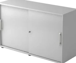 Hammerbacher Schuifdeurenkast Spaanplaat 1 Plank Afsluitbaar 1.200 x 400 x 748 mm Grijs