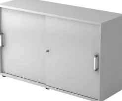 Hammerbacher Schuifdeurkast Spaanplaat 1 Plank Afsluitbaar 1.200 x 400 x 748 mm Grijs
