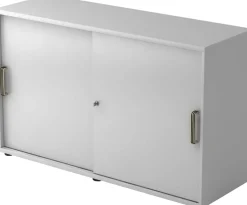 Hammerbacher Schuifdeurkast Spaanplaat 1 Plank Afsluitbaar 1.200 x 400 x 748 mm Grijs