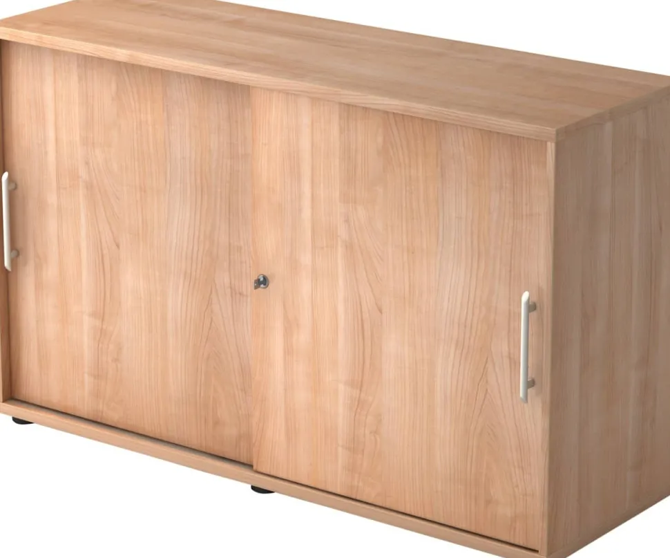 Hammerbacher Schuifdeurkast Spaanplaat 1 Plank Afsluitbaar 1.200 x 400 x 748 mm Walnoot Walnoot