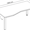Hammerbacher VQS Hoogteverstelbaar Bureau Vrije vorm Walnoot 4 metalen poten 1.800 (B) x 1.000 (D) x 810 (H) mm Spaanplaat, Staal