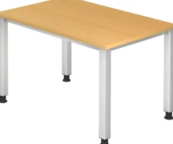 Hammerbacher VQS Hoogteverstelbaar Bureau Rechthoekig Beuken 4 metalen poten 1.200 (B) x 800 (D) x 810 (H) mm Spaanplaat, Staal