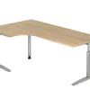 Hammerbacher VUS Hoogteverstelbaar Hoekbureau Vrije vorm Eiken C-Voet 2,000 (B) x 1,200 (D) x 860 (H) mm Spaanplaat, Staal