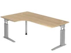 Hammerbacher VUS Hoogteverstelbaar Hoekbureau Vrije vorm Eiken C-Voet 2,000 (B) x 1,200 (D) x 860 (H) mm Spaanplaat, Staal