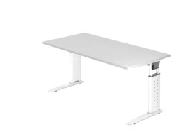 Hammerbacher VUS Hoogteverstelbaar Bureau Rechthoekig Wit C-Voet 1,600 (B) x 800 (D) x 860 (H) mm Spaanplaat, Staal