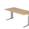 Hammerbacher VUS Hoogteverstelbaar Bureau Rechthoekig Eiken C-Voet 1,600 (B) x 800 (D) x 860 (H) mm Spaanplaat, Staal