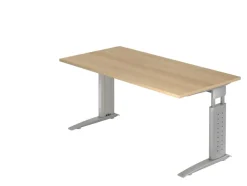 Hammerbacher VUS Hoogteverstelbaar Bureau Rechthoekig Eiken C-Voet 1,600 (B) x 800 (D) x 860 (H) mm Spaanplaat, Staal
