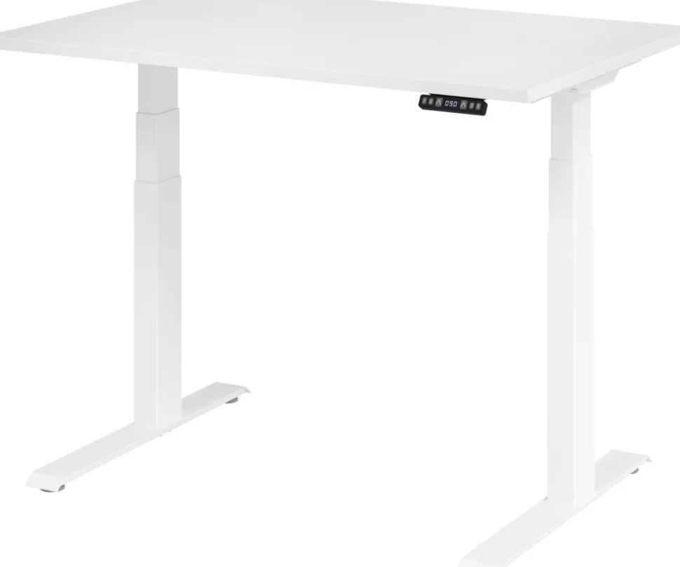Hammerbacher VXDKB Elektrisch hoogteverstelbaar Zit-sta-bureau Wit C-Voet 1.200 (B) x 800 (D) x 1.290 (H) mm Spaanplaat, Staal