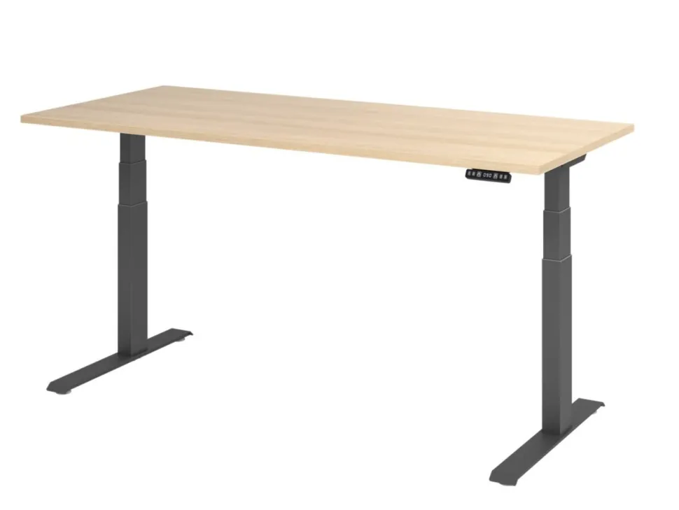 Hammerbacher VXDKB Elektrisch hoogteverstelbaar Zit-sta-bureau Eiken C-Voet 1.800 (B) x 800 (D) x 1.290 (H) mm Spaanplaat, Staal
