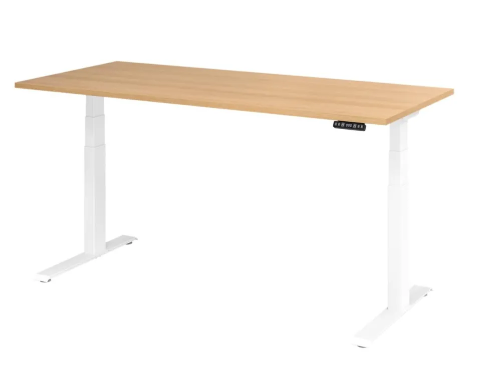 Hammerbacher VXDKB Elektrisch hoogteverstelbaar Zit-sta-bureau Eiken C-Voet 1.800 (B) x 800 (D) x 1.290 (H) mm Spaanplaat, Staal