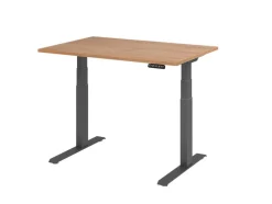 Hammerbacher VXDKB Elektrisch hoogteverstelbaar Zit-sta-bureau Walnoot C-Voet 1.200 (B) x 800 (D) x 1.290 (H) mm Spaanplaat, Staal