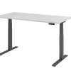 Hammerbacher VXDKB Elektrisch hoogteverstelbaar Zit-sta-bureau Grijs C-Voet 1.600 (B) x 800 (D) x 1.290 (H) mm Spaanplaat, Staal