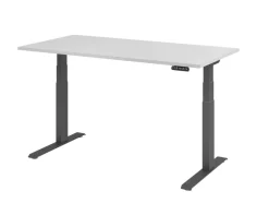 Hammerbacher VXDKB Elektrisch hoogteverstelbaar Zit-sta-bureau Grijs C-Voet 1.600 (B) x 800 (D) x 1.290 (H) mm Spaanplaat, Staal
