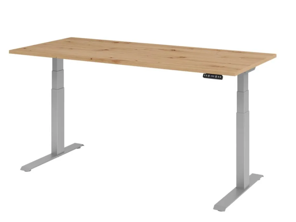 Hammerbacher VXDKB Elektrisch hoogteverstelbaar Zit-sta-bureau Eiken C-Voet 1.800 (B) x 800 (D) x 1.290 (H) mm Spaanplaat, Staal