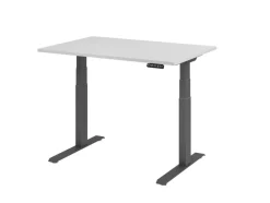 Hammerbacher VXDKB Elektrisch hoogteverstelbaar Zit-sta-bureau Grijs C-Voet 1.200 (B) x 800 (D) x 1.290 (H) mm Spaanplaat, Staal