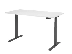 Hammerbacher VXDKB Elektrisch hoogteverstelbaar Zit-sta-bureau Wit C-Voet 1.600 (B) x 800 (D) x 1.290 (H) mm Spaanplaat, Staal