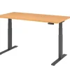 Hammerbacher VXDKB Elektrisch hoogteverstelbaar Zit-sta-bureau Beuken C-Voet 1.600 (B) x 800 (D) x 1.290 (H) mm Spaanplaat, Staal