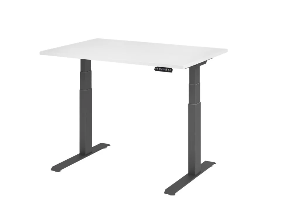 Hammerbacher VXDKB Elektrisch hoogteverstelbaar Zit-sta-bureau Wit C-Voet 1.200 (B) x 800 (D) x 1.290 (H) mm Spaanplaat, Staal