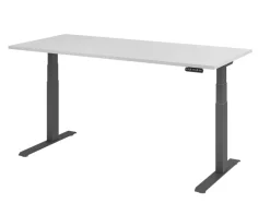 Hammerbacher VXDKB Elektrisch hoogteverstelbaar Zit-sta-bureau Grijs C-Voet 1.800 (B) x 800 (D) x 1.290 (H) mm Spaanplaat, Staal