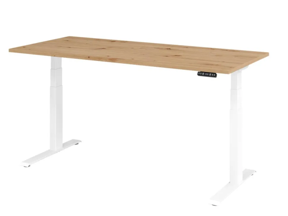 Hammerbacher VXDKB Elektrisch hoogteverstelbaar Zit-sta-bureau Eiken C-Voet 1.800 (B) x 800 (D) x 1.290 (H) mm Spaanplaat, Staal