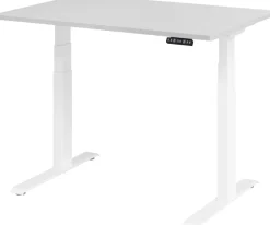 Hammerbacher VXDKB Elektrisch hoogteverstelbaar Zit-sta-bureau Grijs C-Voet 1.200 (B) x 800 (D) x 1.290 (H) mm Spaanplaat, Staal