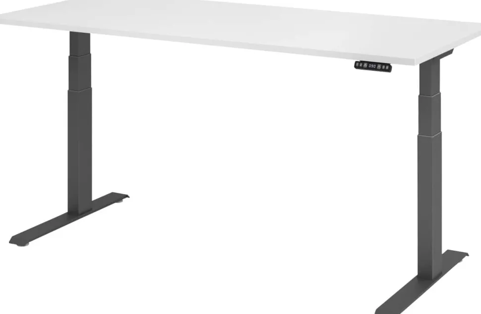 Hammerbacher VXDKB Elektrisch hoogteverstelbaar Zit-sta-bureau Wit C-Voet 1,800 (B) x 800 (D) x 1,290 (H) mm Spaanplaat, Staal
