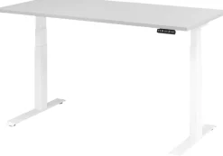 Hammerbacher VXDKB Elektrisch hoogteverstelbaar Zit-sta-bureau Grijs C-Voet 1.600 (B) x 800 (D) x 1.290 (H) mm Spaanplaat, Staal