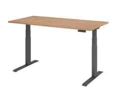 Hammerbacher VXDKB Elektrisch hoogteverstelbaar Zit-sta-bureau Walnoot C-Voet 1.600 (B) x 800 (D) x 1.290 (H) mm Spaanplaat, Staal