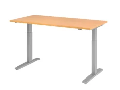 Hammerbacher VXMKA Elektrisch hoogteverstelbaar Zit-sta-bureau Beuken C-Voet 1,600 (B) x 800 (D) x 1,200 (H) mm Spaanplaat, Staal