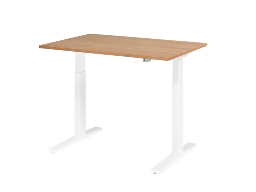 Hammerbacher VXMKA Elektrisch hoogteverstelbaar Zit-sta-bureau Walnoot C-Voet 1,200 (B) x 800 (D) x 1,200 (H) mm Spaanplaat, Staal
