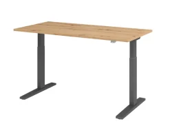 Hammerbacher VXMKA Elektrisch hoogteverstelbaar Zit-sta-bureau Eiken C-Voet 1,600 (B) x 800 (D) x 1,200 (H) mm Spaanplaat, Staal