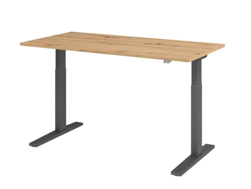 Hammerbacher VXMKA Elektrisch hoogteverstelbaar Zit-sta-bureau Eiken C-Voet 1,600 (B) x 800 (D) x 1,200 (H) mm Spaanplaat, Staal