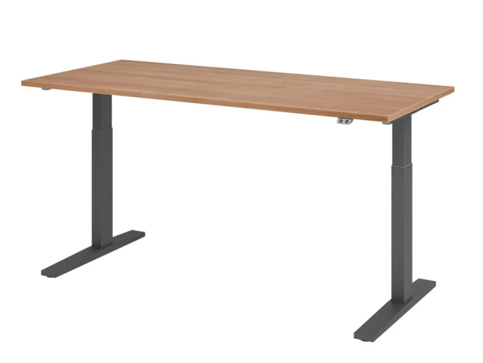 Hammerbacher VXMKA Elektrisch hoogteverstelbaar Zit-sta-bureau Walnoot C-Voet 1,800 (B) x 800 (D) x 1,200 (H) mm Spaanplaat, Staal